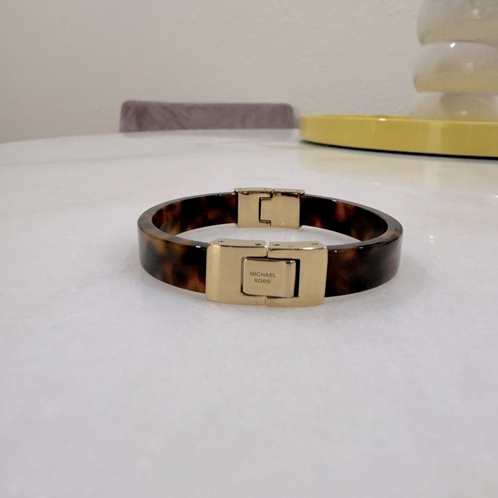 Michael Kors - Tortoise Shell and Gold Clasp Bangle Bracelet